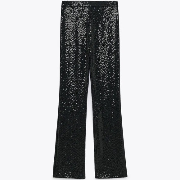 Zara Trendy Shimmery Full-Length Flared Pants - Picture 8 of 8